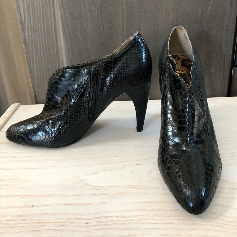 Sam Edelman Black Snakeskin Bootie